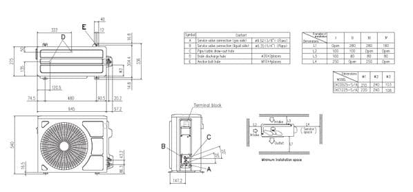 Mitsubishi Heavy Industrial Air Conditioning SRK45ZSP Wall Heat pump 4.5Kw/14000Btu R32 Install Pack